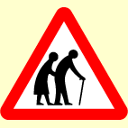 Which sign means that pedestrians may be walking along the road?