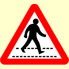 Which sign means that pedestrians may be walking along the road?