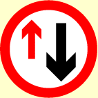 Which sign shows that you're entering a one-way system?