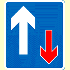 Which sign shows that you're entering a one-way system?