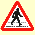 Which of these signs warns you of a zebra crossing?