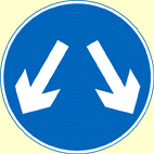 53. Which sign means there will be two-way traffic crossing your route ahead?