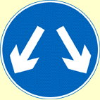 62. Which sign means turn left ahead?