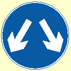 66. Which of these signs means turn left ahead?