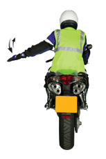 73. Which arm signal shows you're slowing or stopping your motorcycle?