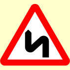 28. Which sign means there's a double bend ahead?