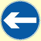 51. Which of these signs means turn left ahead?