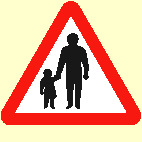 43. Which sign means that pedestrians may be walking along the road?