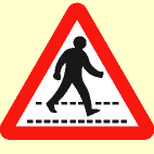 70. Which sign means that there may be people walking along the road?